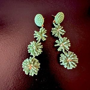 Teal green drop earrings